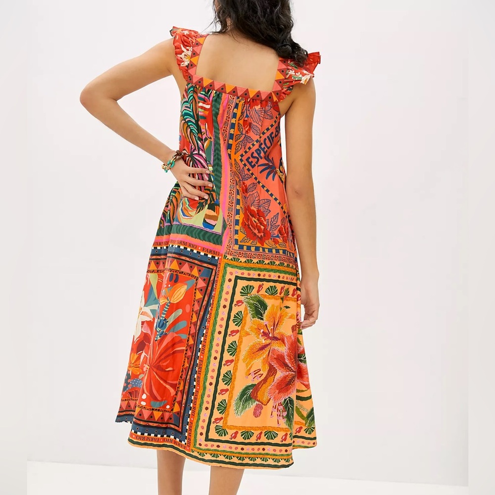 Farm Rio Mosaic Ruffled Midi Dress - Picture 5 of 11